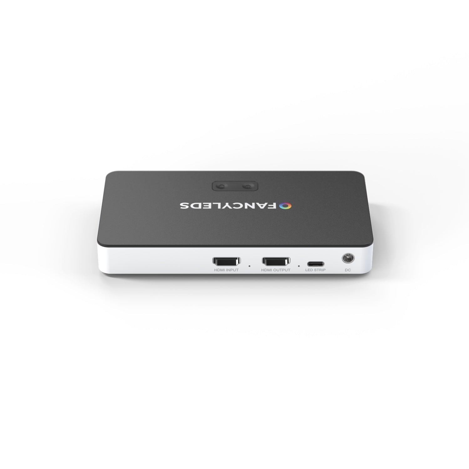 Rear ports of the 2.1 Fancy Sync Box: HDMI 2.1 input, HDMI output to TV and power