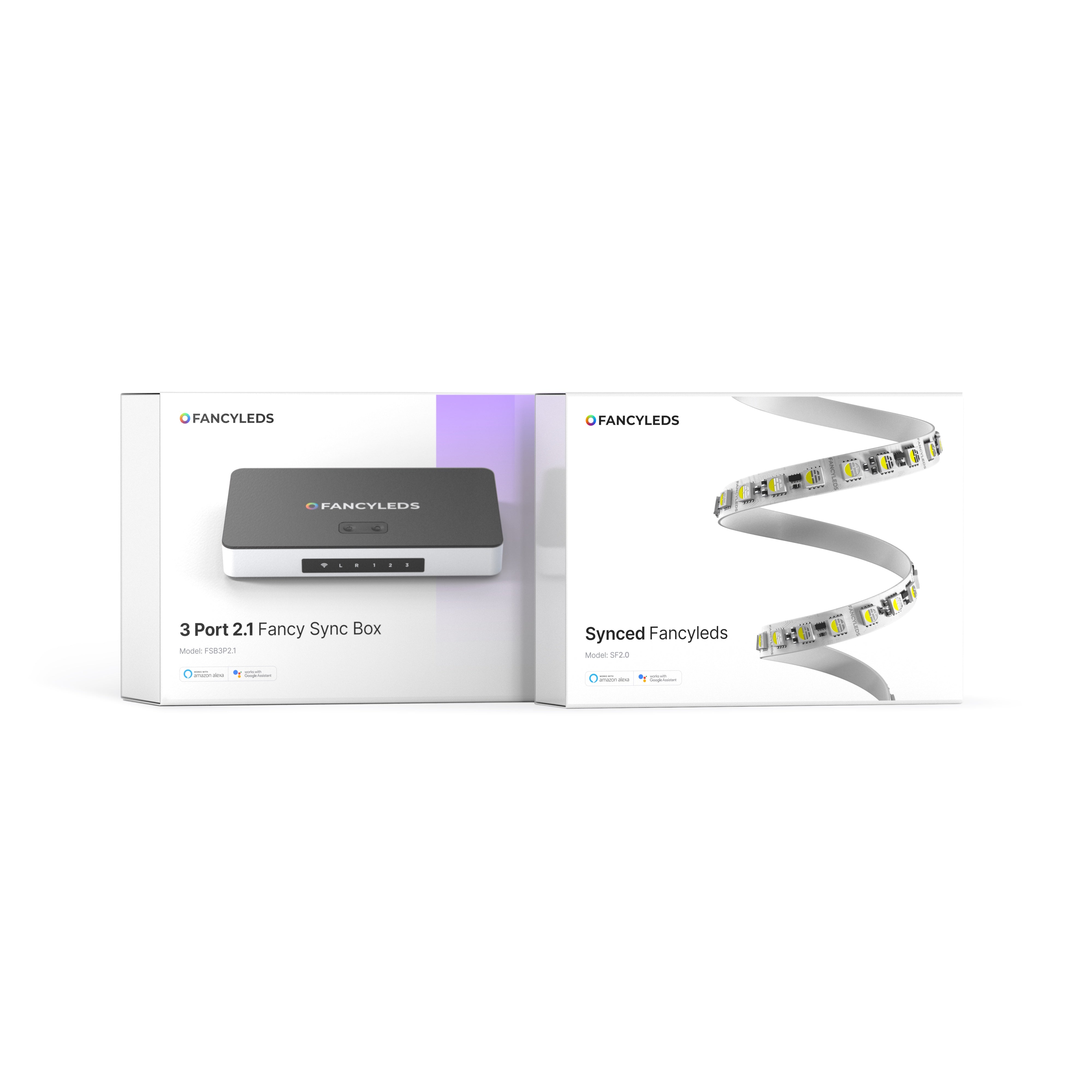 Ultimate Bundle retail boxes: 3 Port 2.1 Fancy Sync Box and Synced Fancyleds