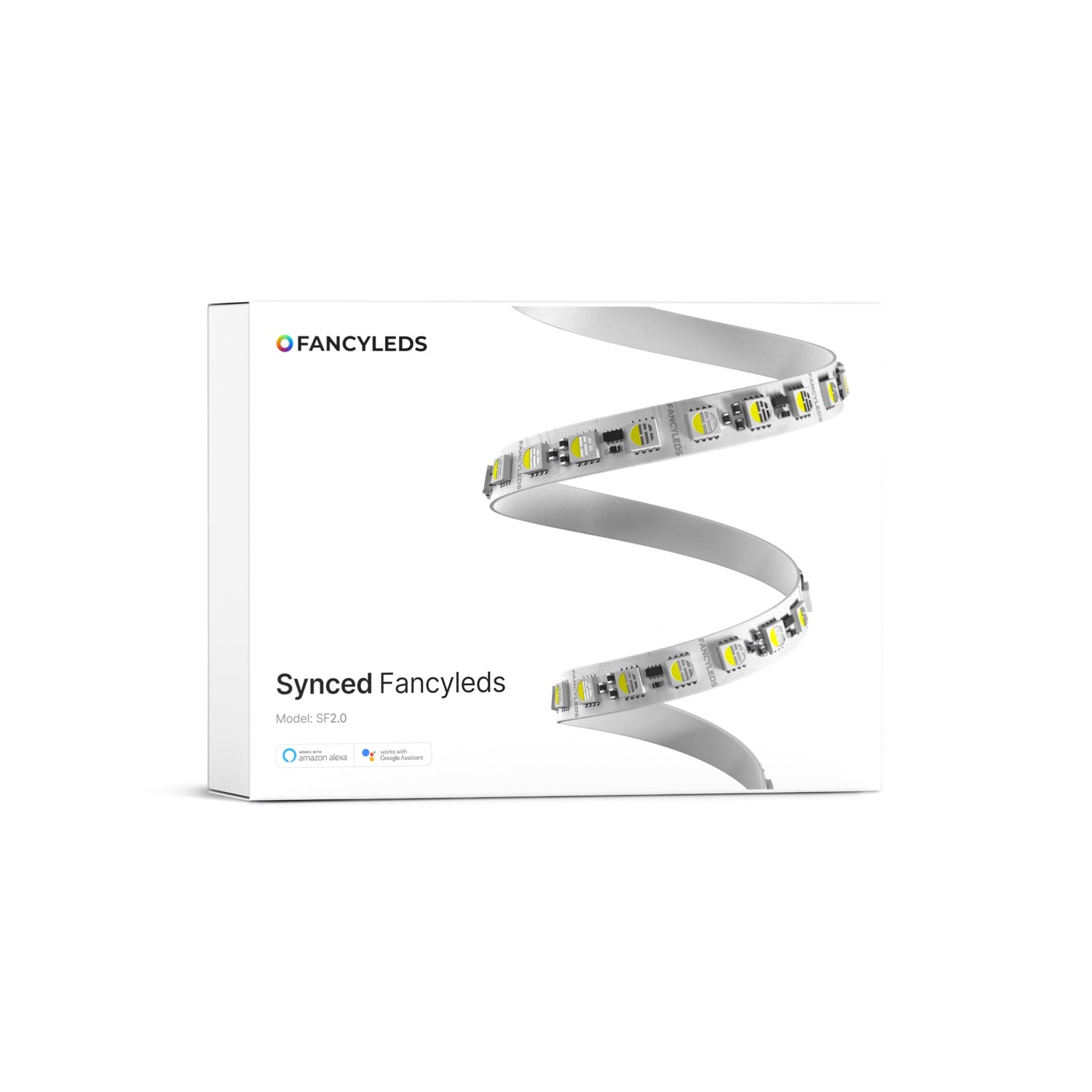 Retail box front of the Synced Fancyleds wireless RGBW LED strip kit