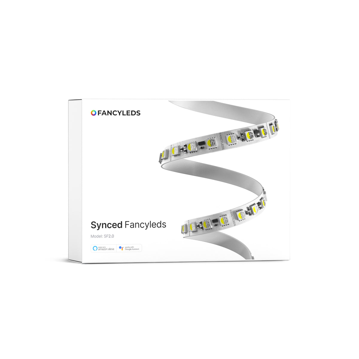 Retail box front of the Synced Fancyleds wireless RGBW LED strip kit